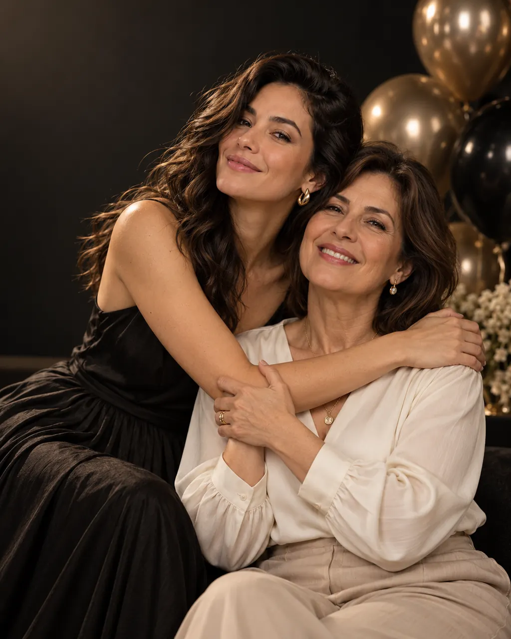 Celebrar com familiar adulto em retrato conjunto