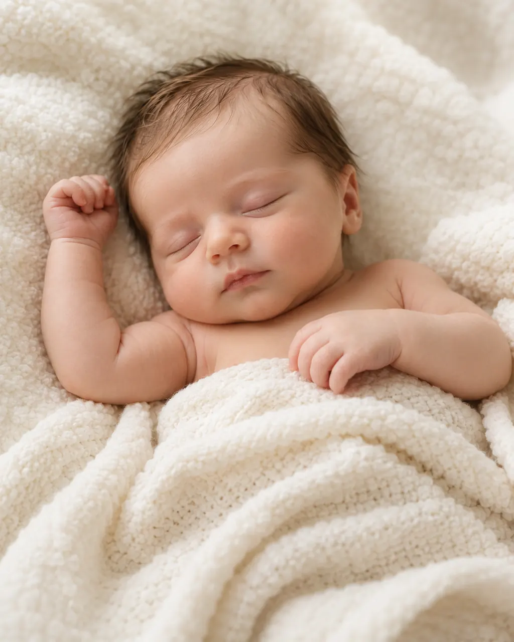 Newborn deitado confortavelmente em manta macia