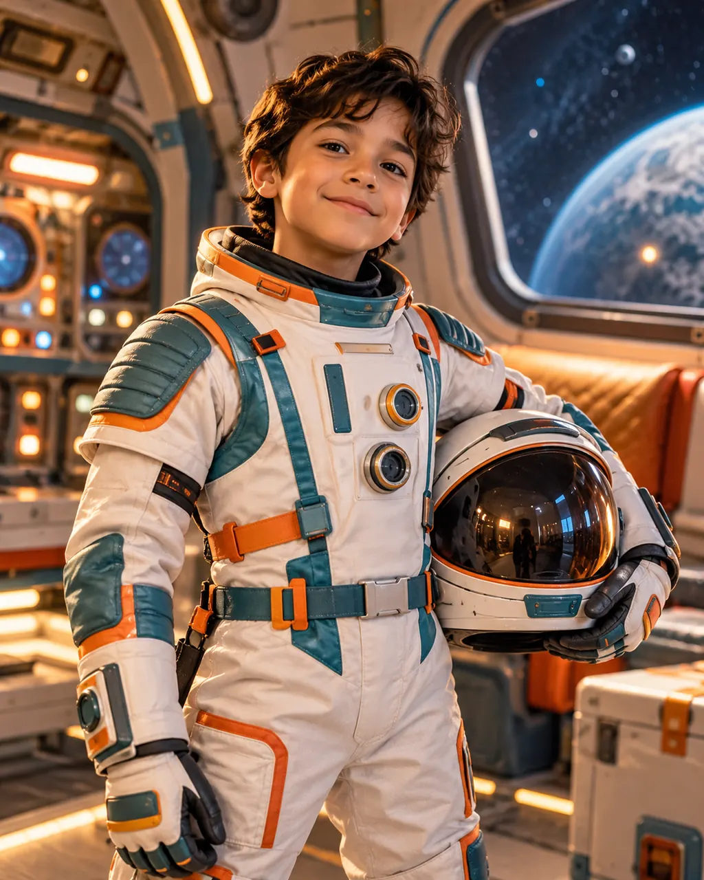 Criança astronauta imaginária