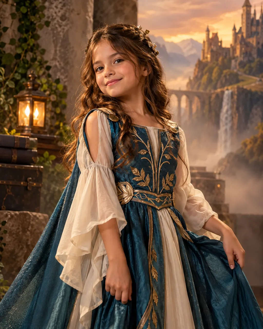 Retrato cinematográfico de fantasia com visual de estúdio
