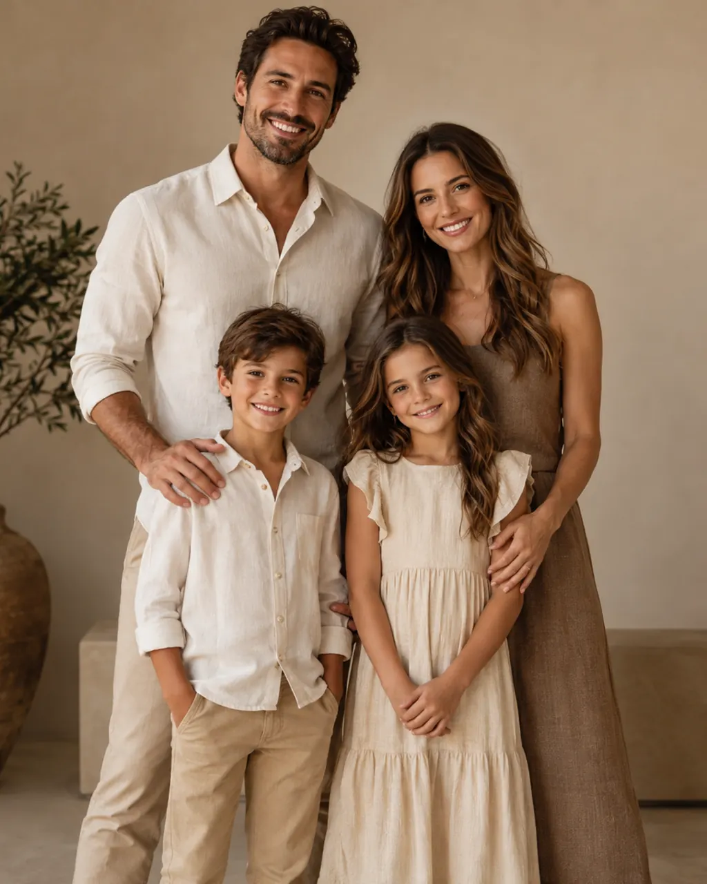 Quatro familiares em composição equilibrada