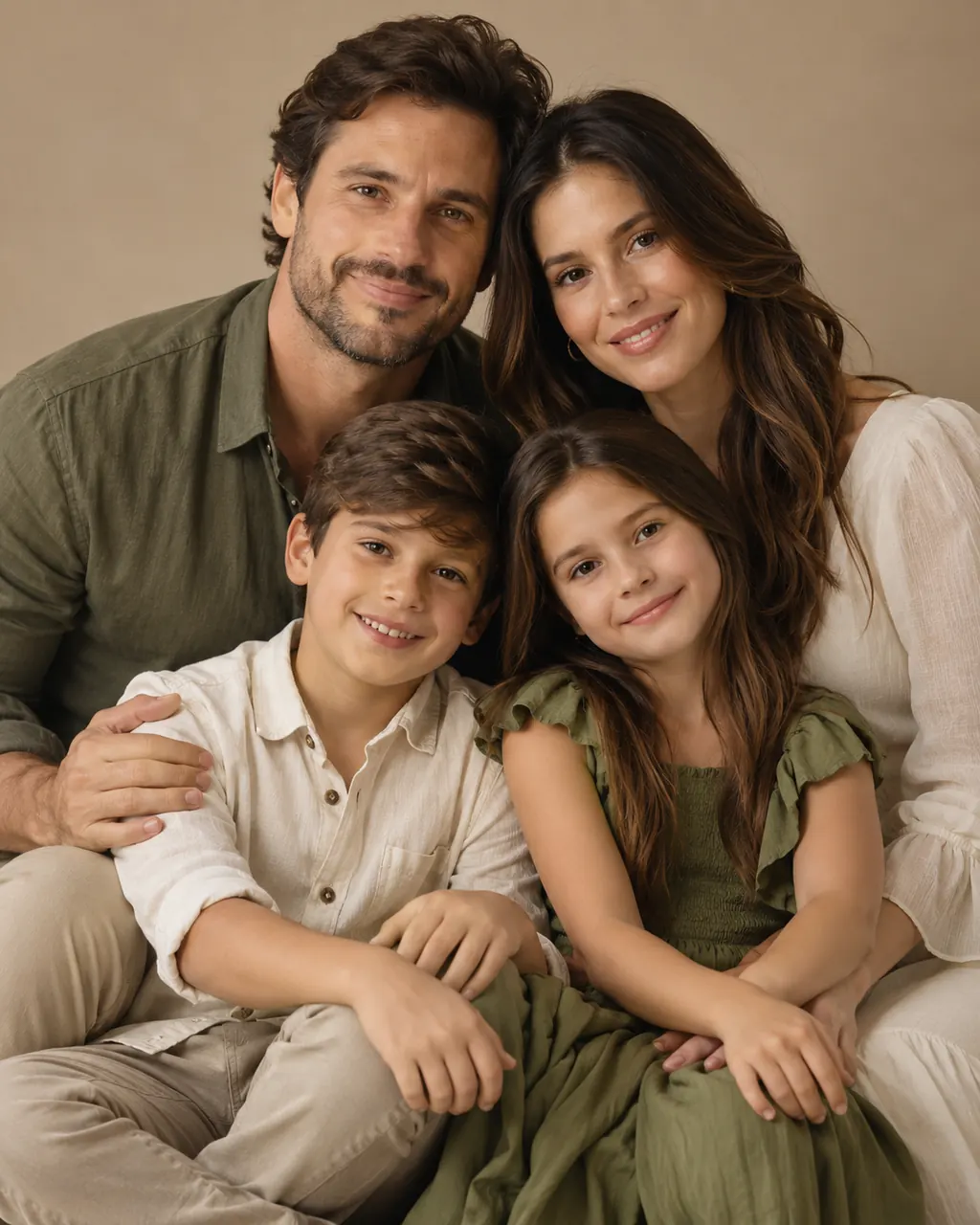 Família em composição de aconchego caseiro