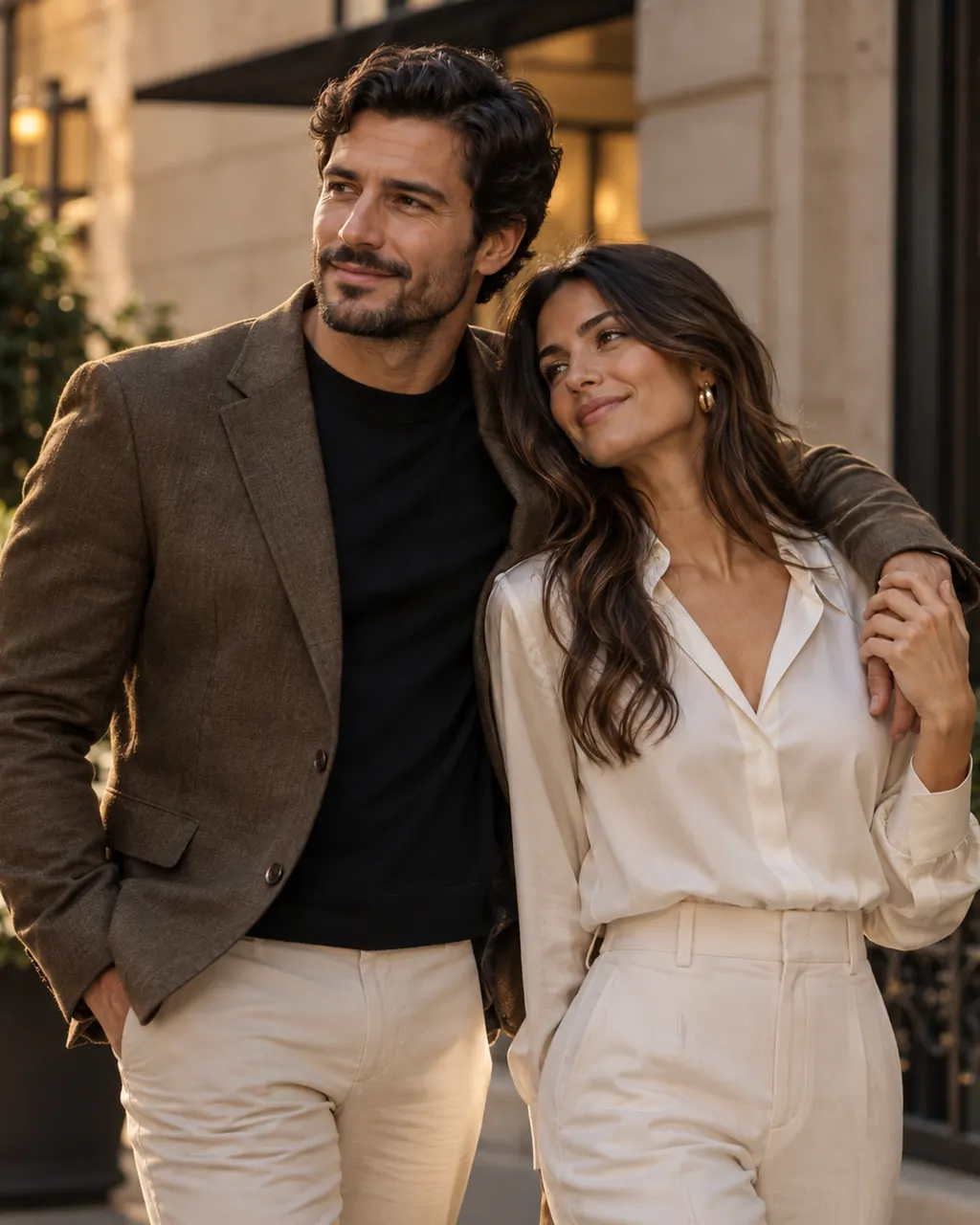 Casal elegante em ambiente urbano